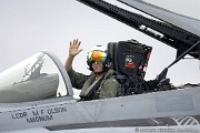 Hornet demo pilot waving to the crowd after the show