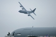 C-130J Hercules in deep left turn...