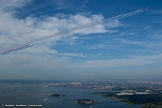 TH22_065 Flight down the Hudson River and over Statue of Liberty - Red Arrows, Thunderbirds and F-22 and F-35 Demo Teams, view from One World Trade Center Observatory...