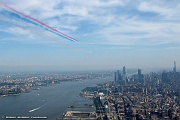 TH22_073 Flight down the Hudson River and over Statue of Liberty - Red Arrows, Thunderbirds and F-22 and F-35 Demo Teams, view from One World Trade Center Observatory...