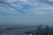 TH22_079 Flight down the Hudson River and over Statue of Liberty - Red Arrows, Thunderbirds and F-22 and F-35 Demo Teams, view from One World Trade Center Observatory...